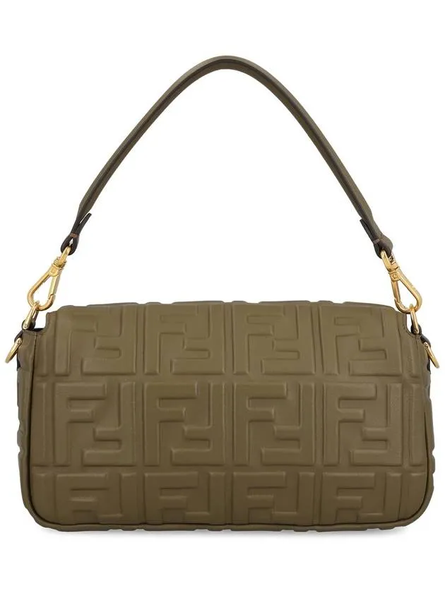 Baguette FF Embossed Nappa Leather Shoulder Bag Green