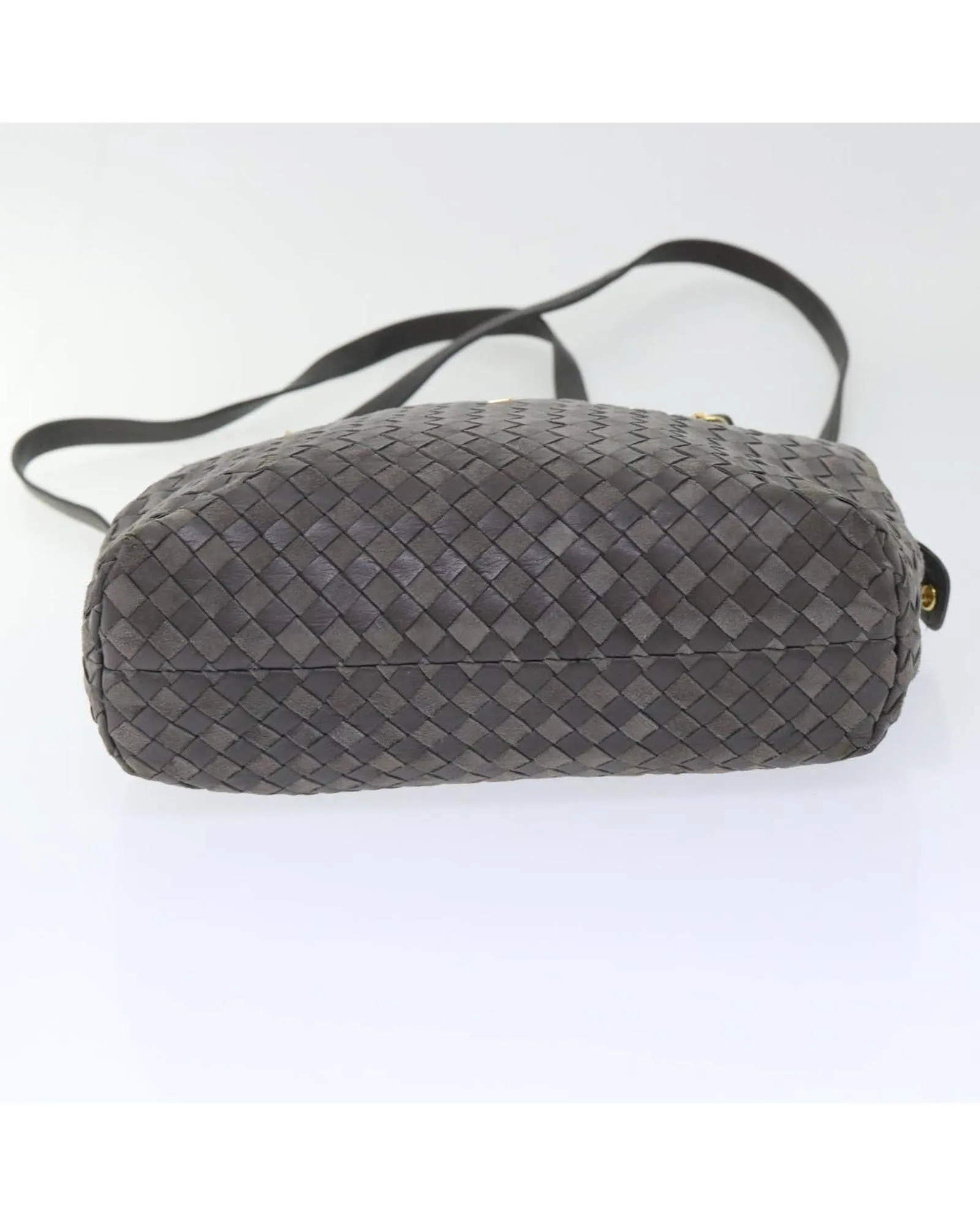 BALLY Intrecciato Woven Leather Shoulder Bag Gray