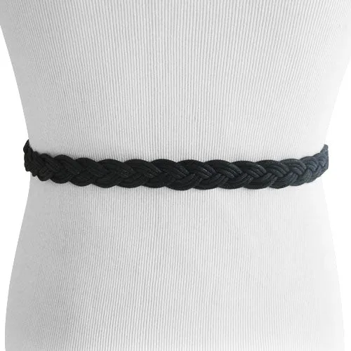 Black Flower Accent Braided Women’s Belt