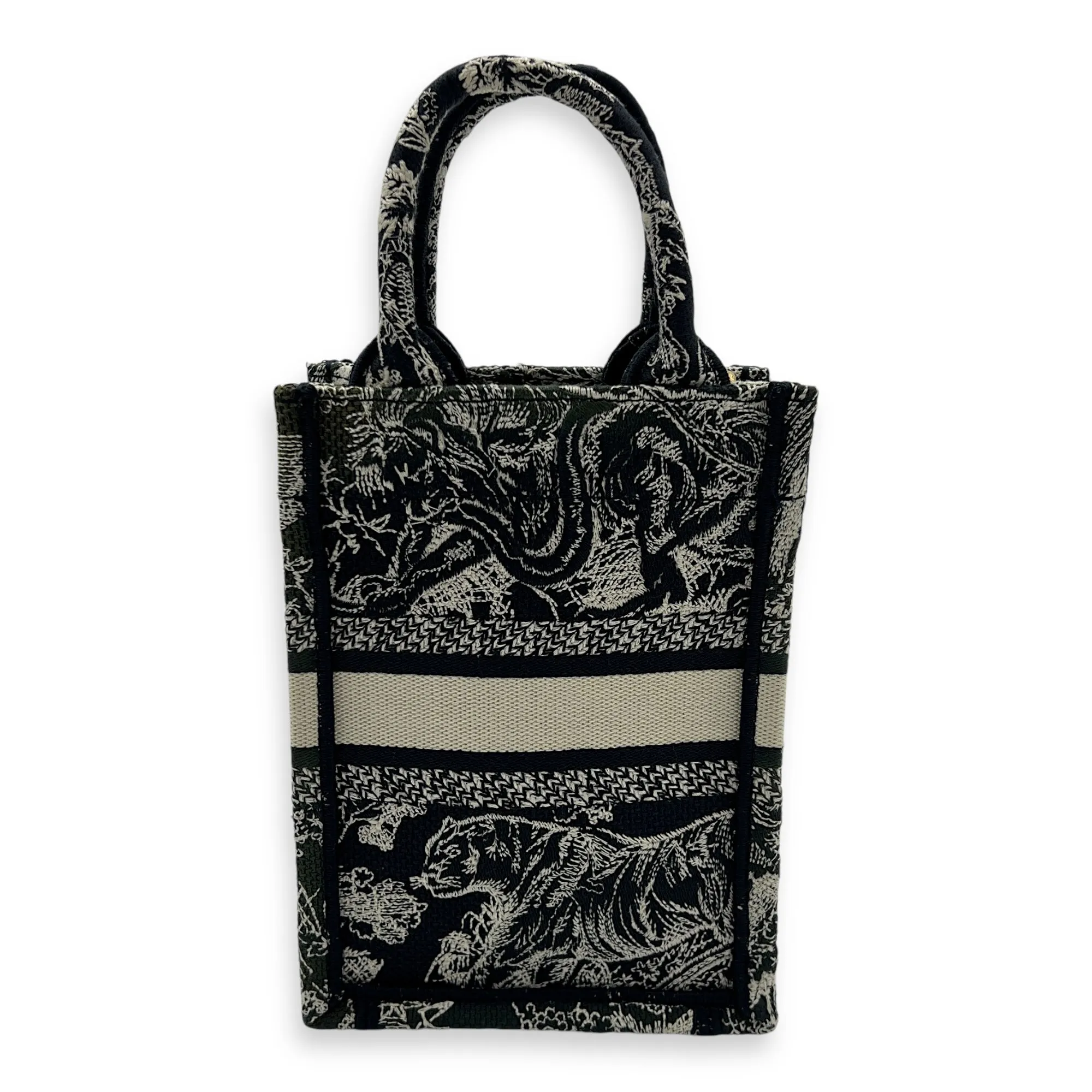 Book Tote Vertical Navy Crossbody Bag in Jacquard, Gold hardware