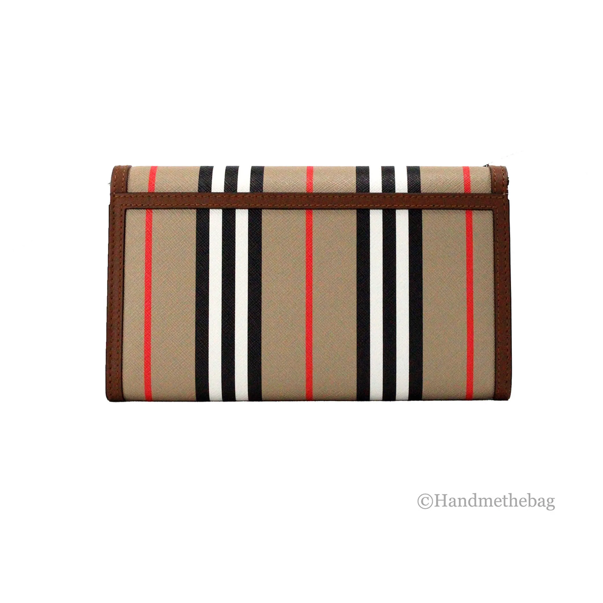 Burberry Hannah Icon Stripe Archive Tan Wallet Crossbody Bag