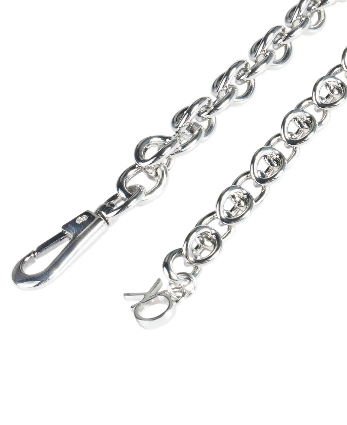 Calvin Klein Women's Silver Chain Belt with Logo Pendant, Silver