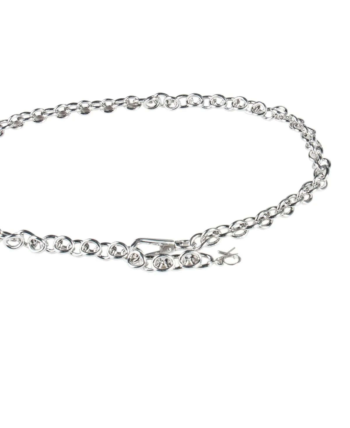 Calvin Klein Women's Silver Chain Belt with Logo Pendant, Silver