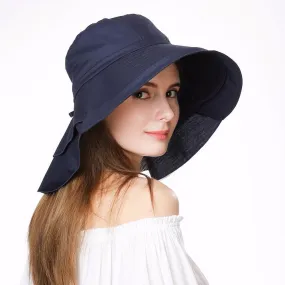 Casual Women's Foldable Cotton Sun Hats With String For Beach Travel