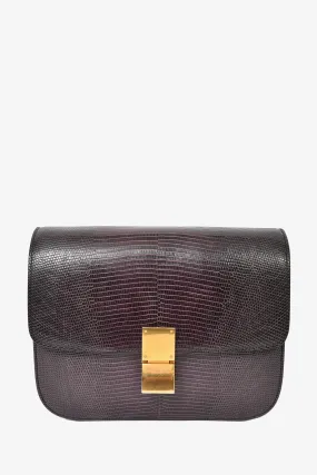 Celine Plum Lizard Medium Box Bag