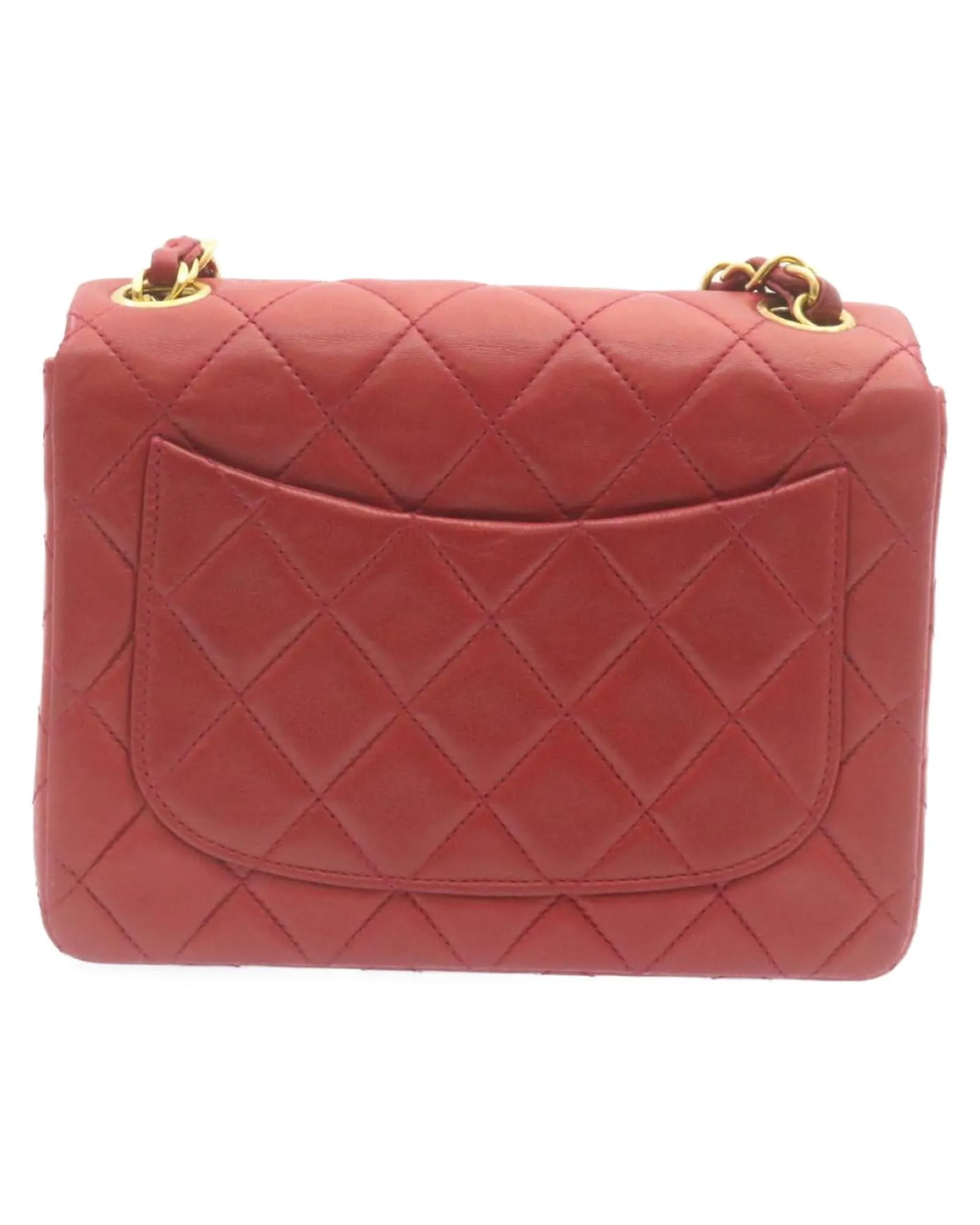 CHANEL Classic Double Flap Mini Bag in Red Lambskin Leather