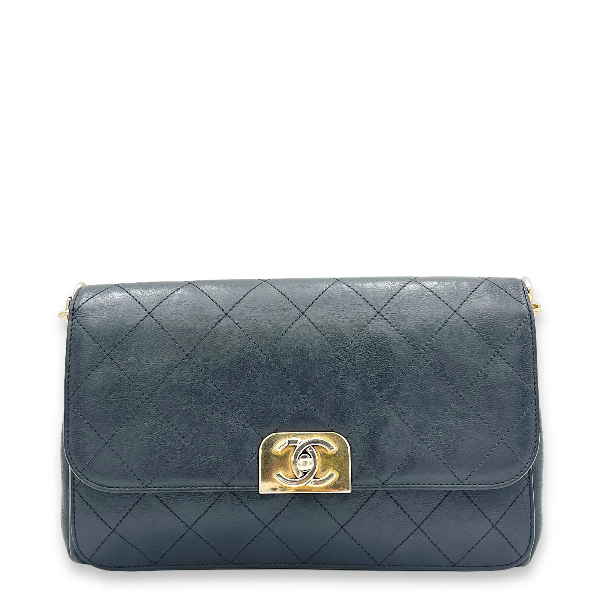 Classic Crossbody Bag Black in Calfskin, Gold hardware