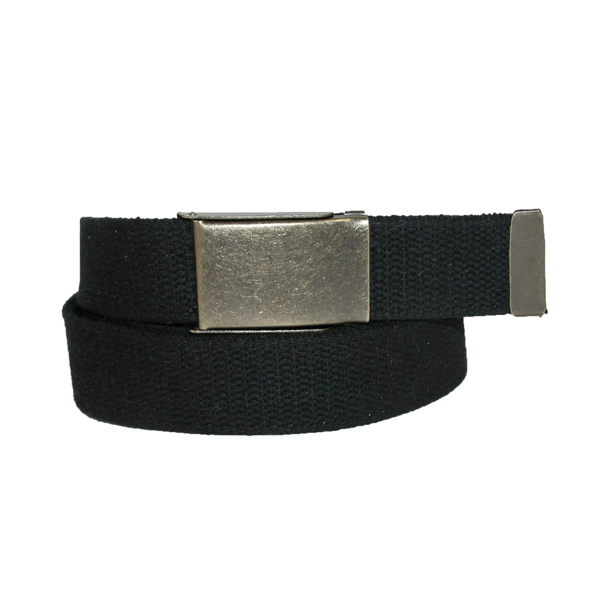 CTM® Men's Fabric Belt with Brass Flip Top Buckle