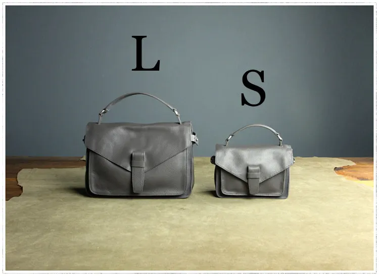 Cute Gray Leather Womens Satchel Handbag Satchel Shoulder Bag Mini Satchel Bag for Women