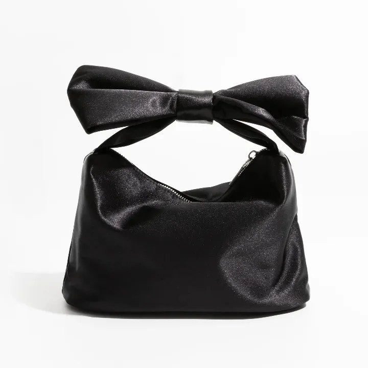 Elyra Bow Handle Satin Clutch Bag