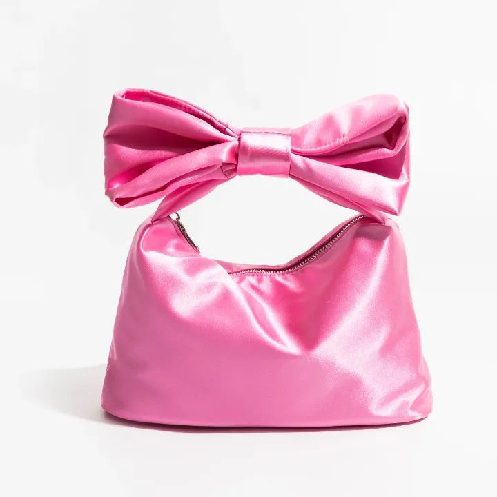 Elyra Bow Handle Satin Clutch Bag