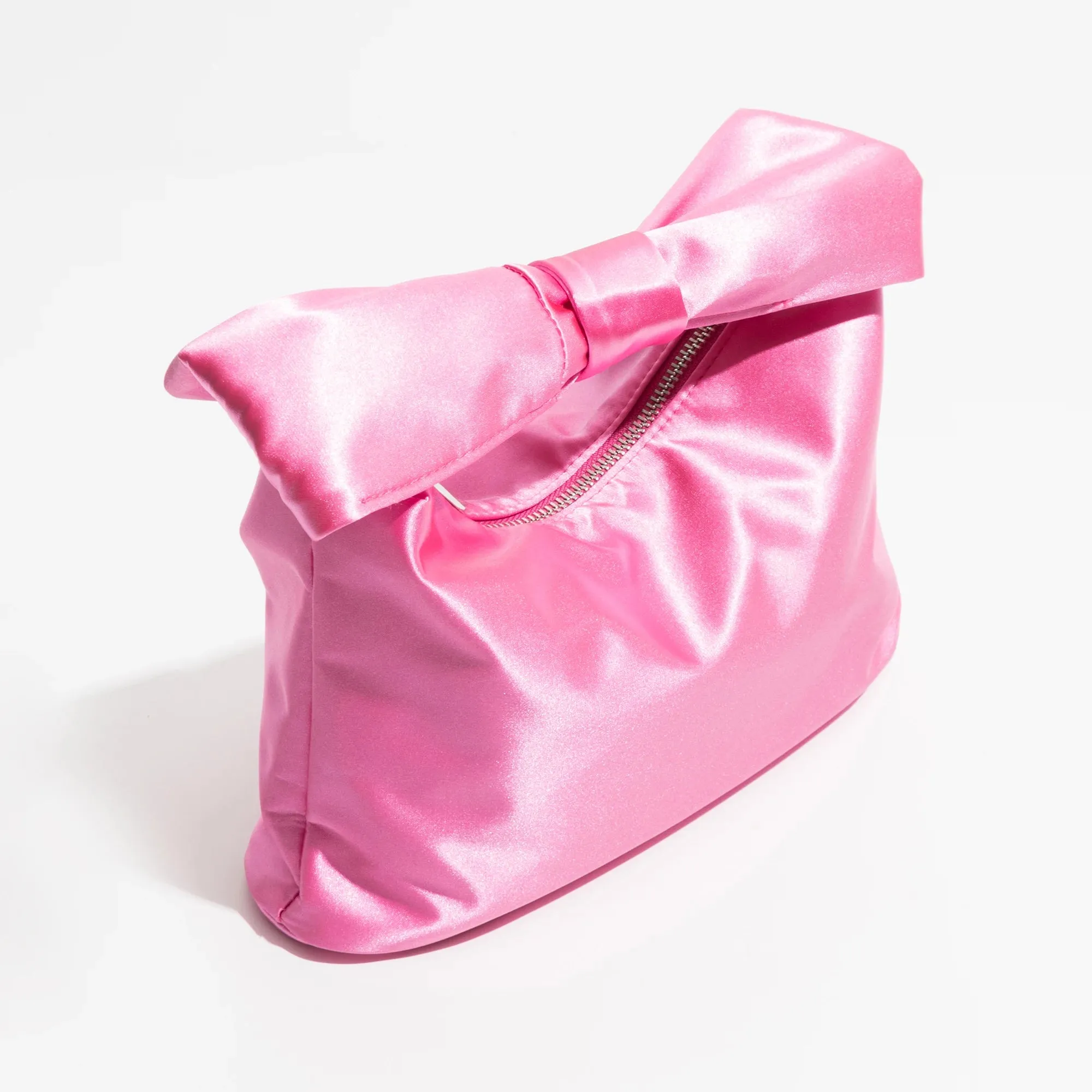 Elyra Bow Handle Satin Clutch Bag