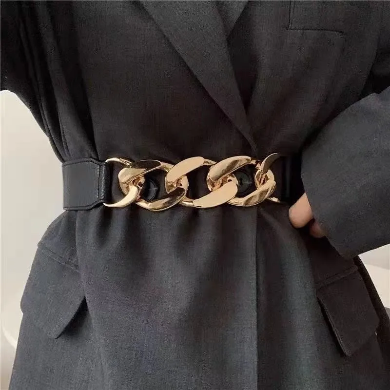 Fashion Solid Color Metal Chain Belt