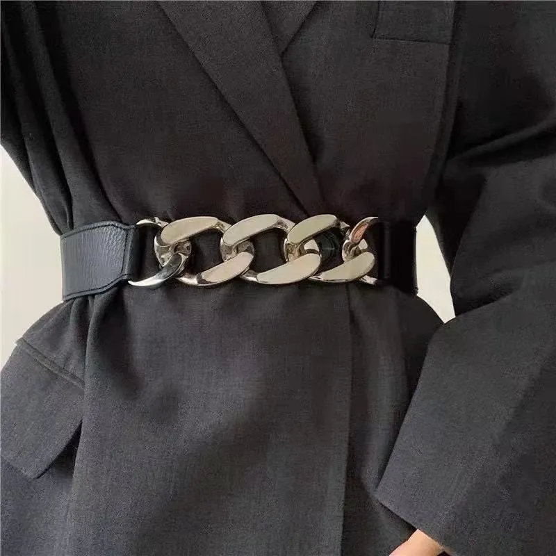 Fashion Solid Color Metal Chain Belt