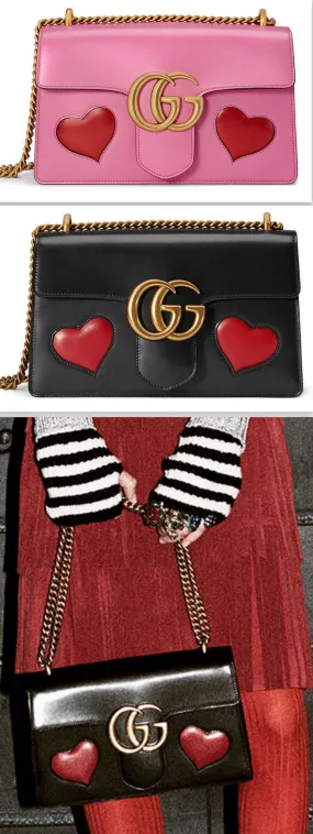 GG Marmont Medium Heart Shoulder Bag in Pink or Black