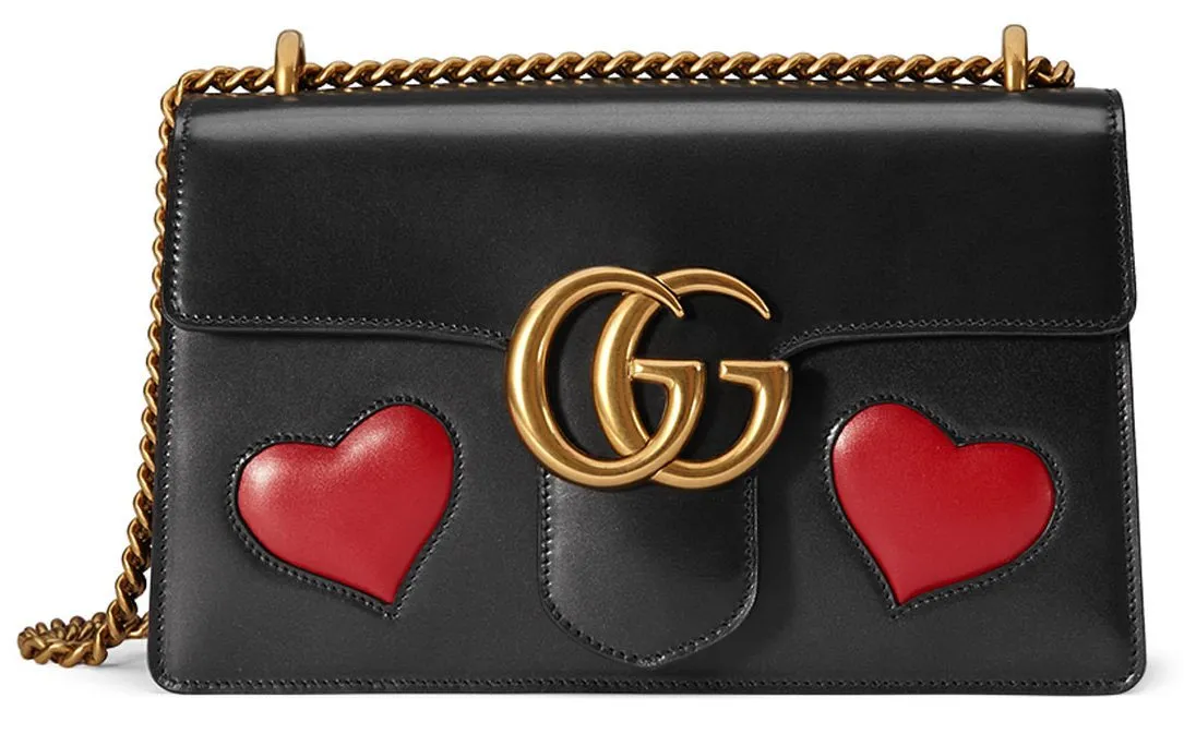 GG Marmont Medium Heart Shoulder Bag in Pink or Black