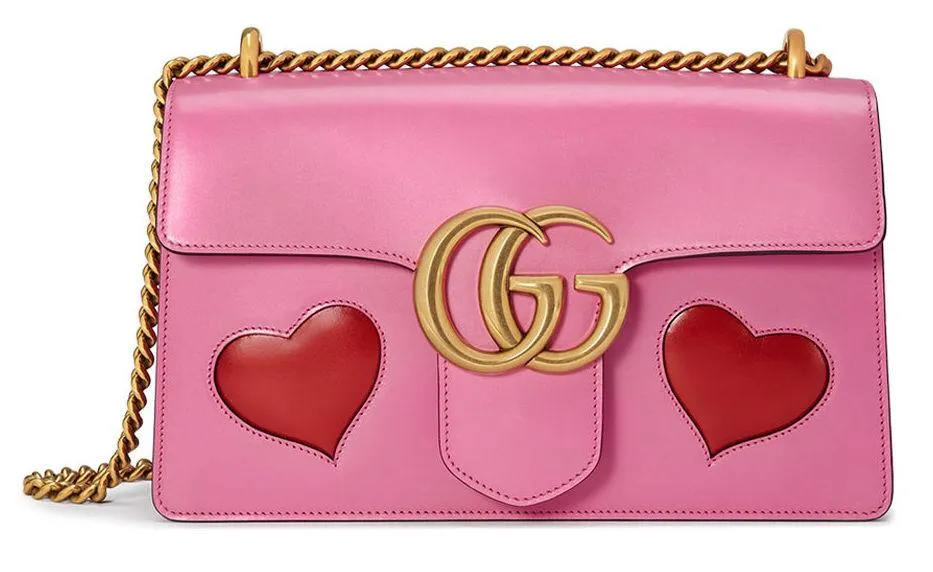 GG Marmont Medium Heart Shoulder Bag in Pink or Black