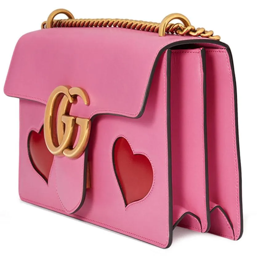 GG Marmont Medium Heart Shoulder Bag in Pink or Black