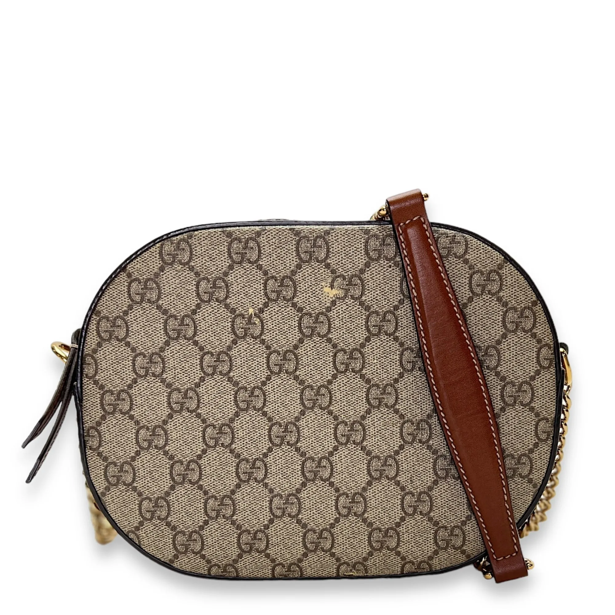 GG supreme Crossbody Bag  Brown in Coated Canvas , Gold Hardware