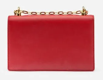 Girls Barocco Leather Shoulder Bag, Red