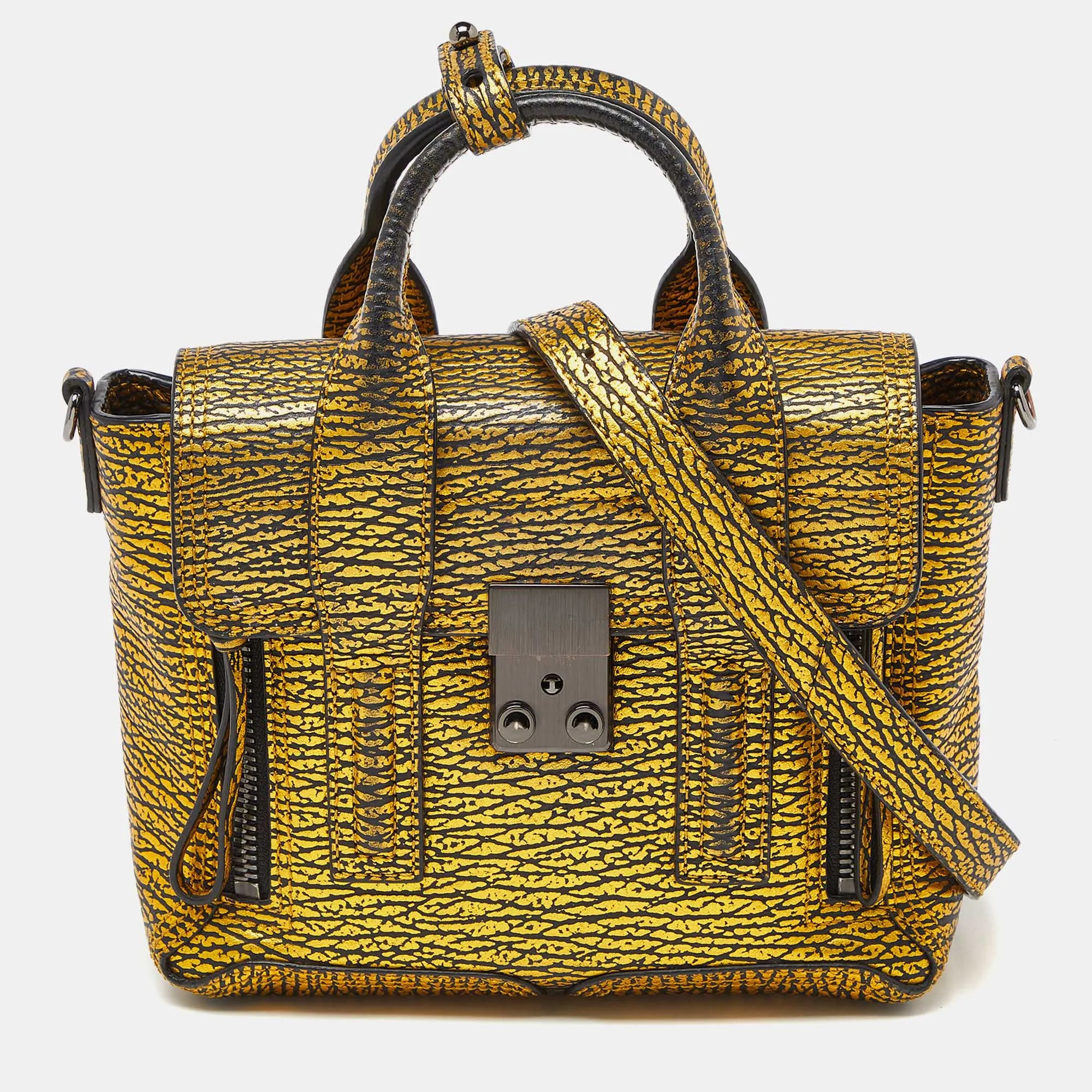 Gold Leather Mini Pashli Satchel