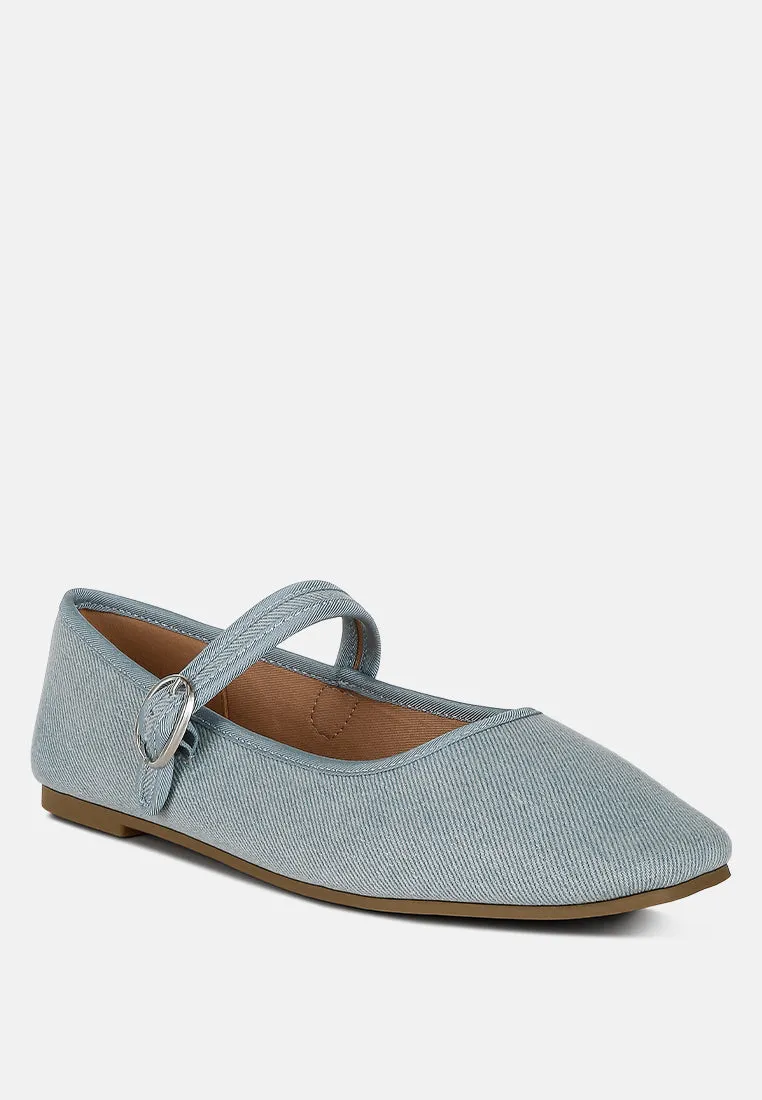 Iker Classic Denim Pin Buckle Ballerinas