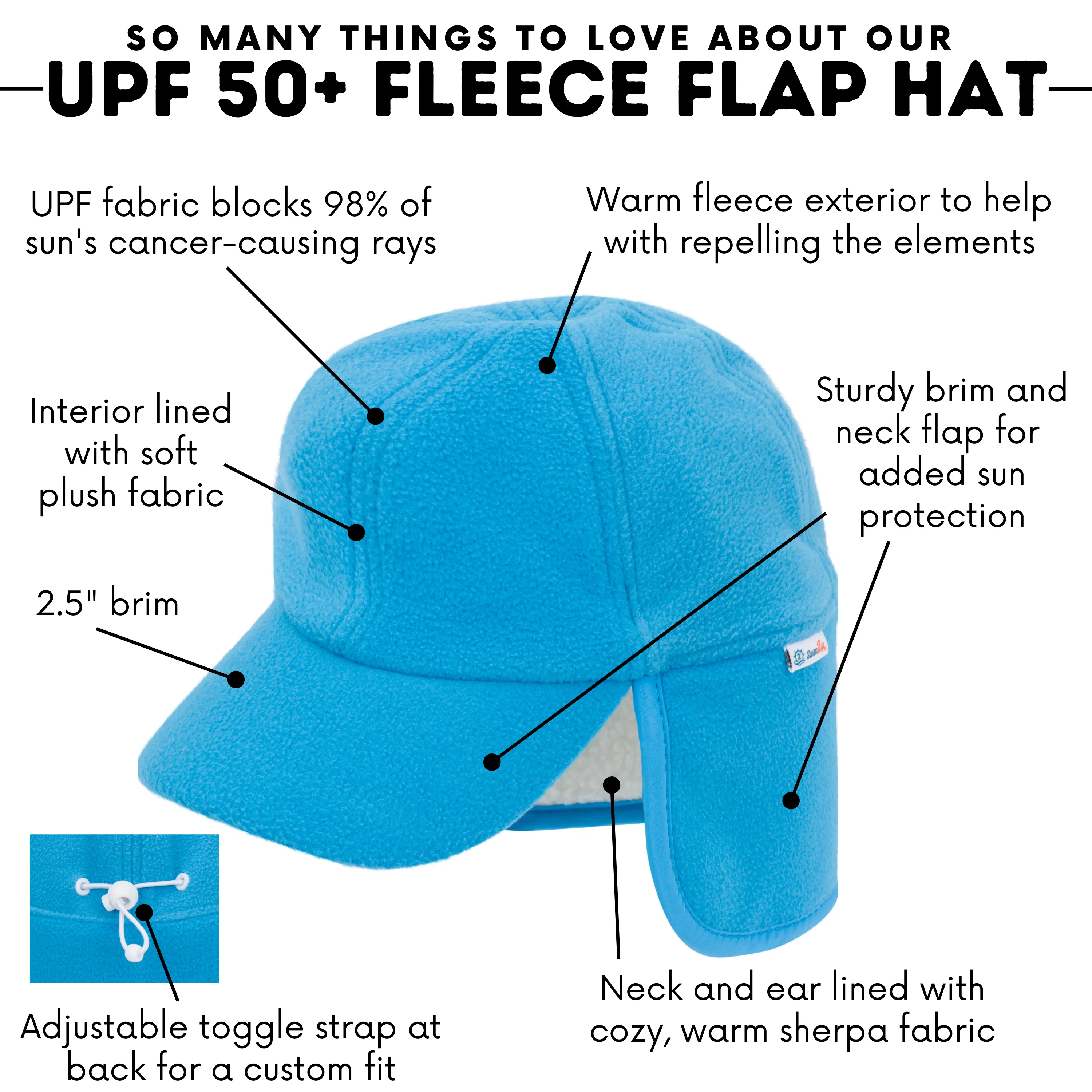 Kids Frosty Fleece Winter Flap Hat - Glacial Water