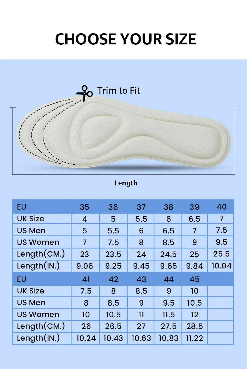 Memory Foam Insoles 5 pair