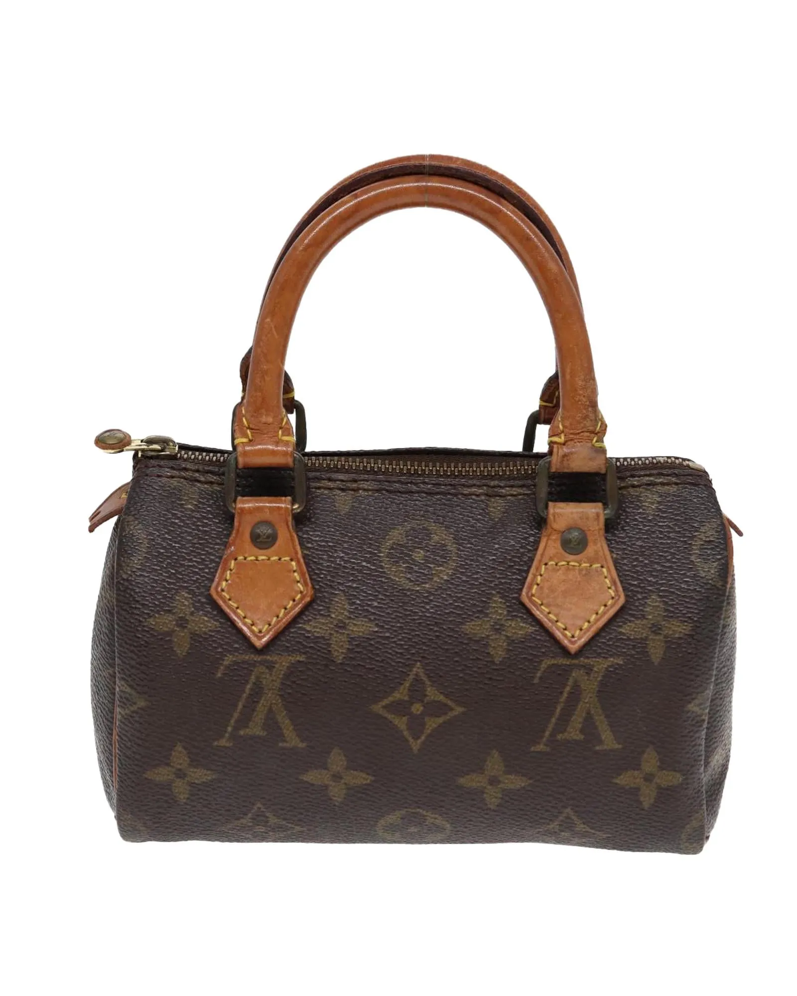 Monogram Mini Speedy Hand Bag in Canvas with Signs of Wear