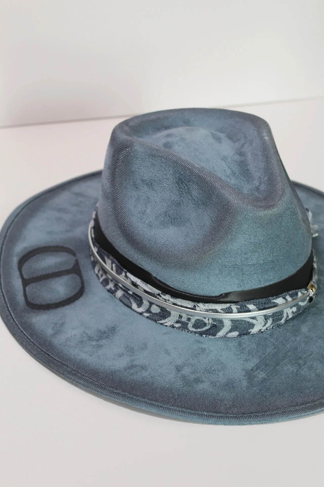 NEW!! GB ORIGINAL: The Luxe Banded Suede Hat in Denim Blue