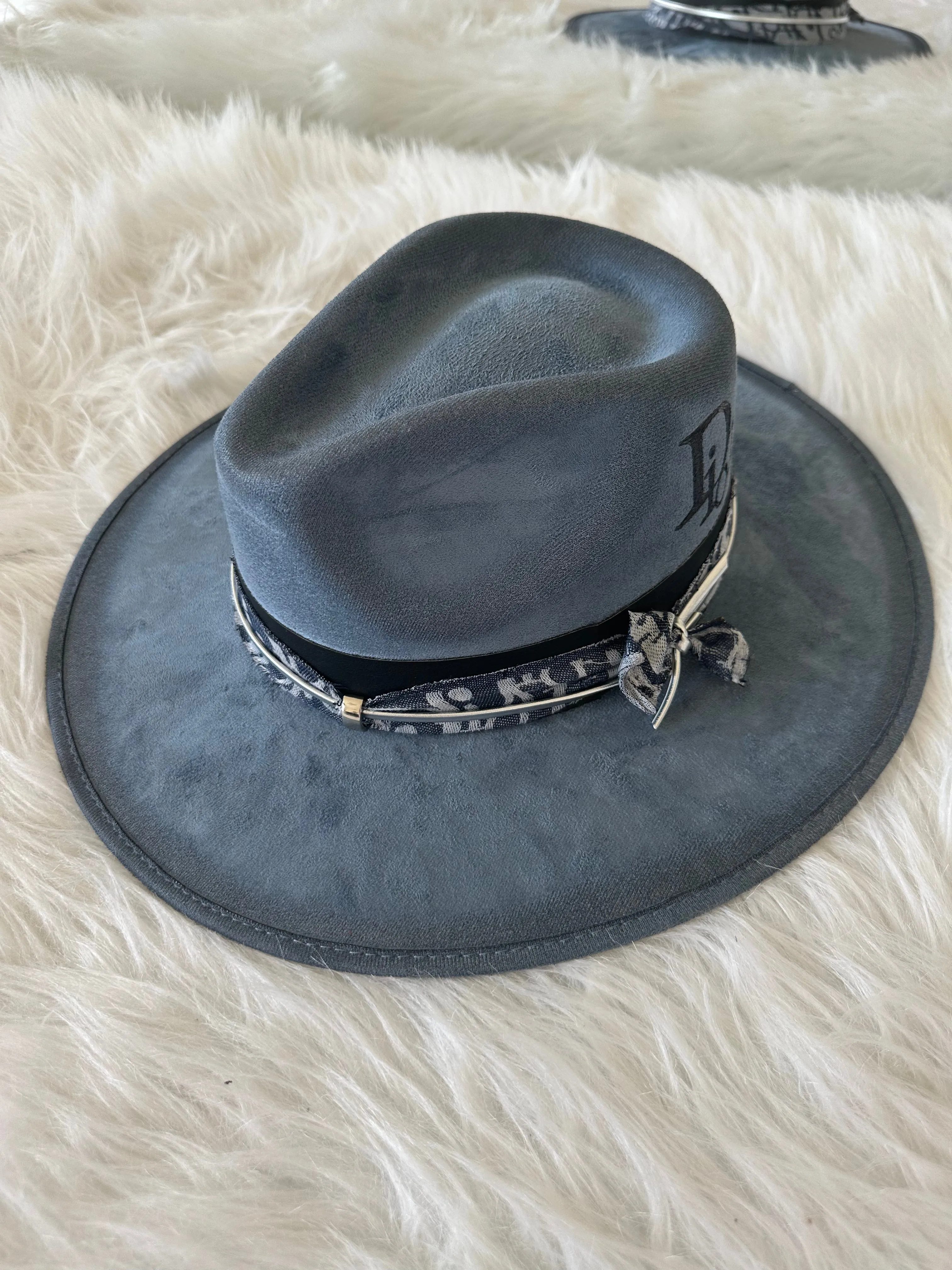 NEW!! GB ORIGINAL: The Luxe Banded Suede Hat in Denim Blue