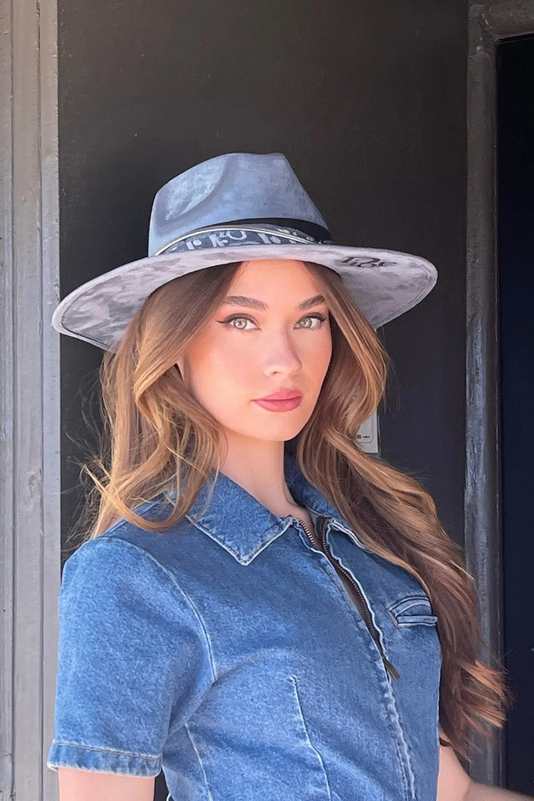 NEW!! GB ORIGINAL: The Luxe Banded Suede Hat in Denim Blue