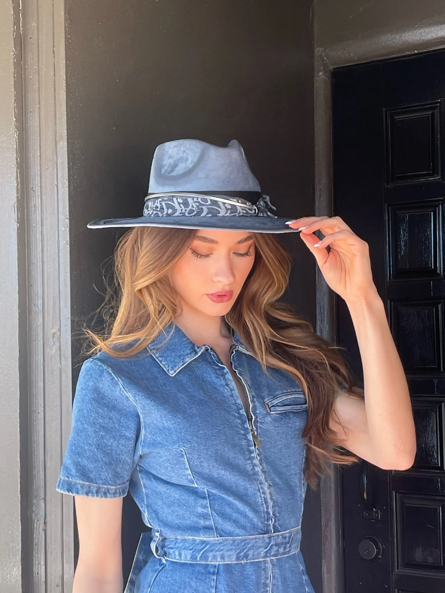 NEW!! GB ORIGINAL: The Luxe Banded Suede Hat in Denim Blue