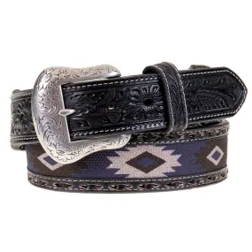 Nocona Men's Grey Southwest Fabric Inlay Belt