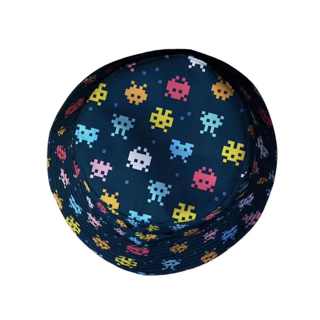 Pixel Monsters Teal Video Game Bucket Hat