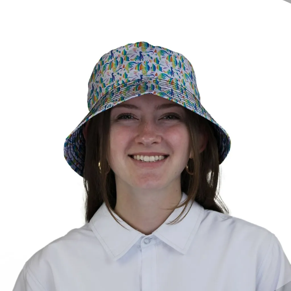 Rainbow Dragons DND Dice White Bucket Hat