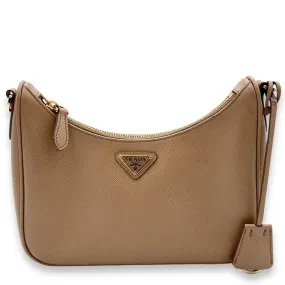 Re-Edition 2005 Crossbody bag in Saffiano leather, Gold Hardware