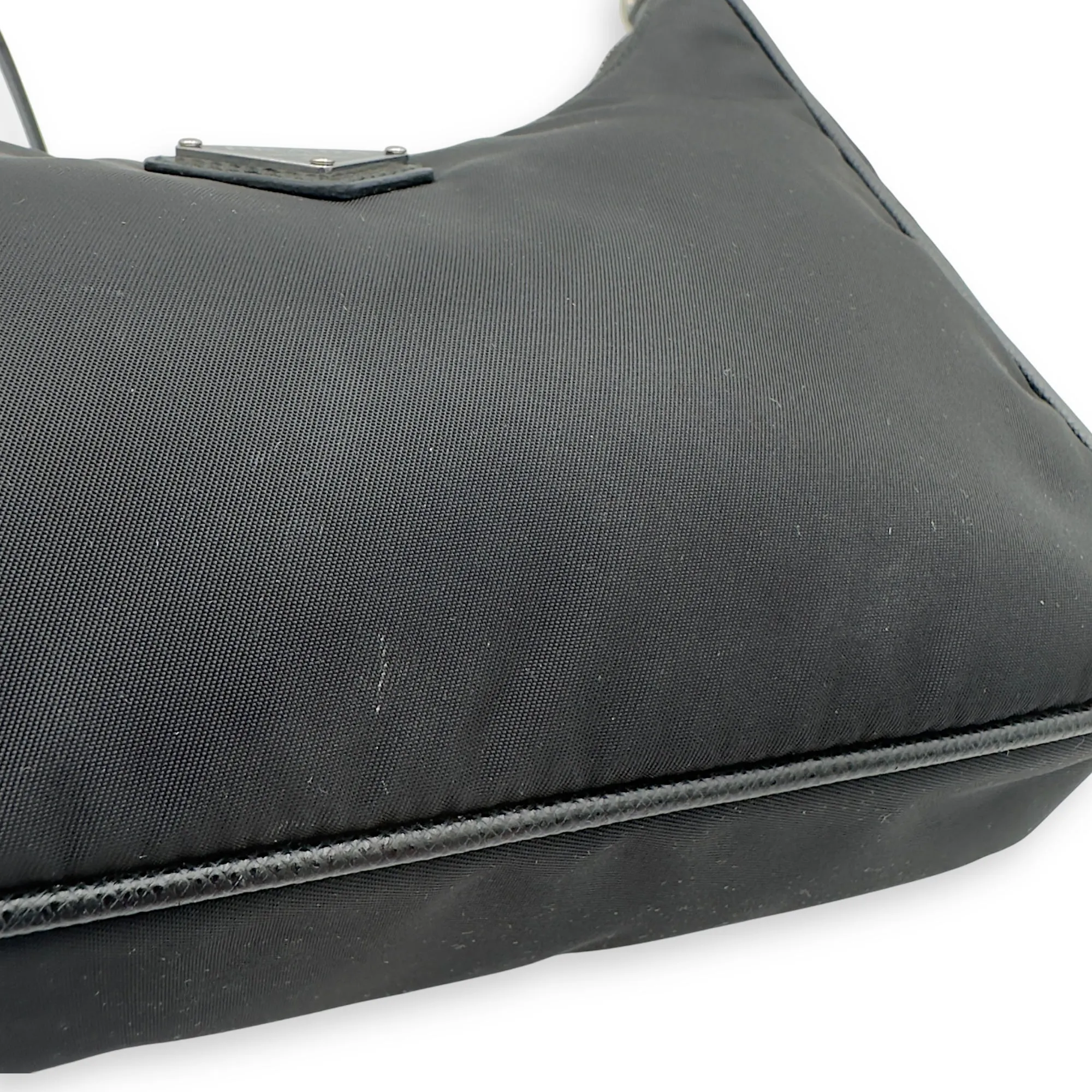 Re-Edition Crossbody Bag Black in Re-Nylon, Silver hardware