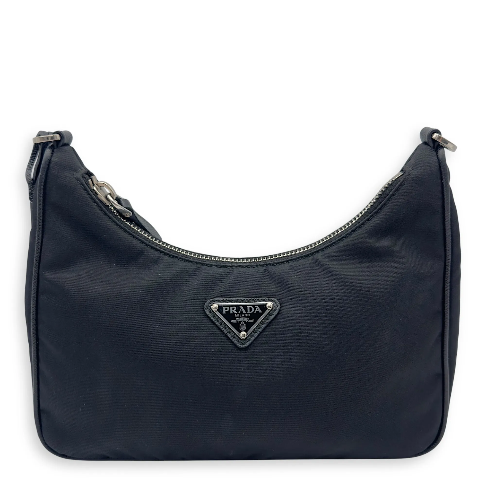 Re-Edition Crossbody Bag Black in Re-Nylon, Silver hardware