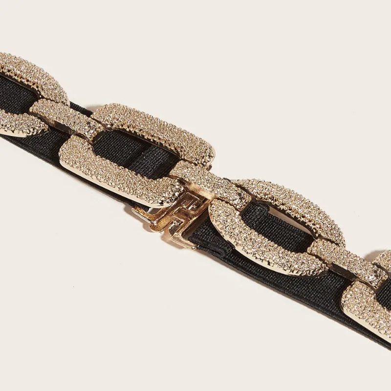 Refined Gold Link Chain Buckle Elastic Waist Belts