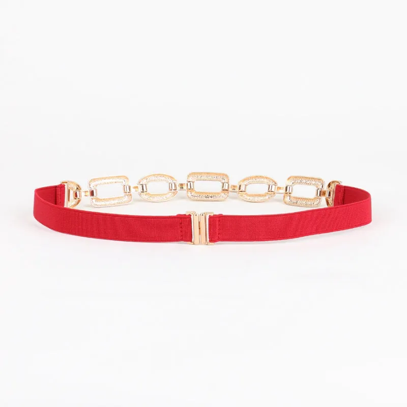 Refined Gold Link Chain Buckle Elastic Waist Belts