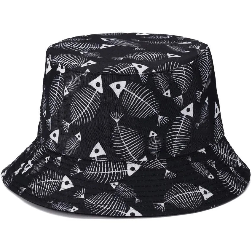 Reversible Printed Bucket hat JH890 Black