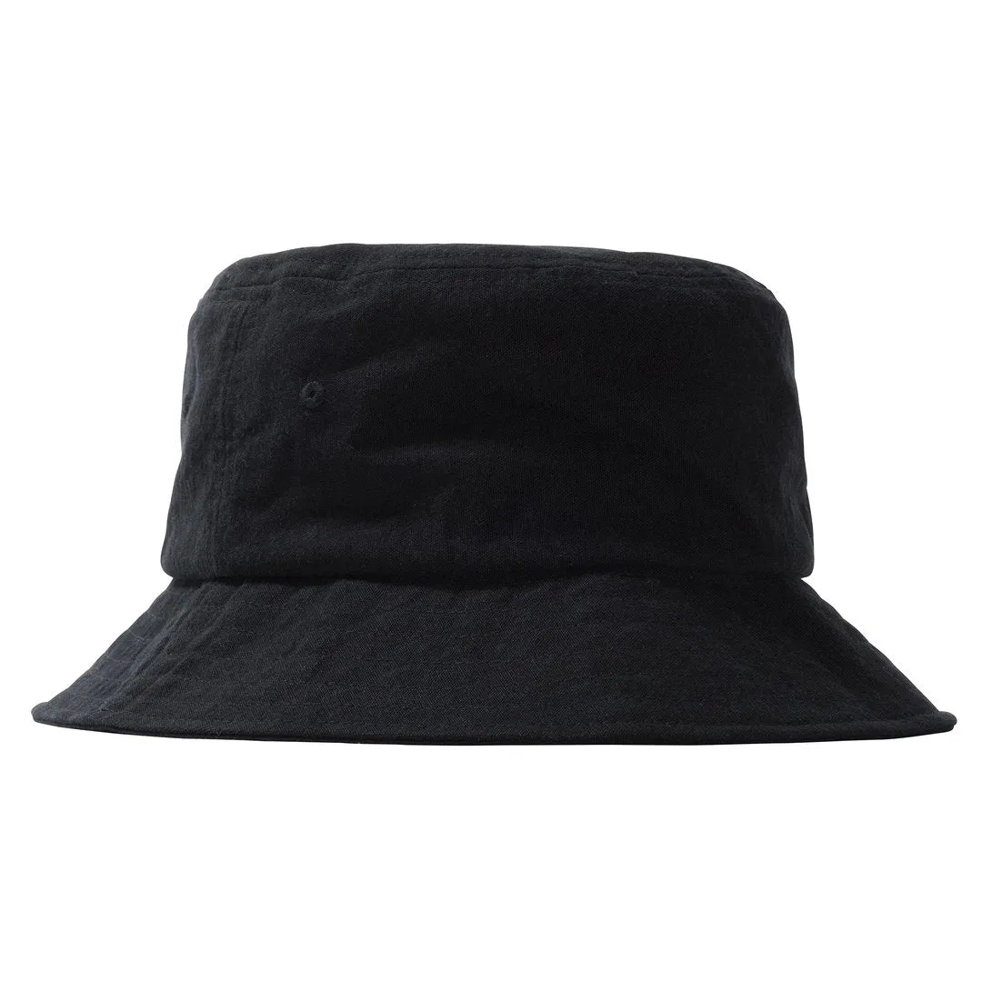 STÜSSY BIG LOGO CANVAS BUCKET HAT // BLACK