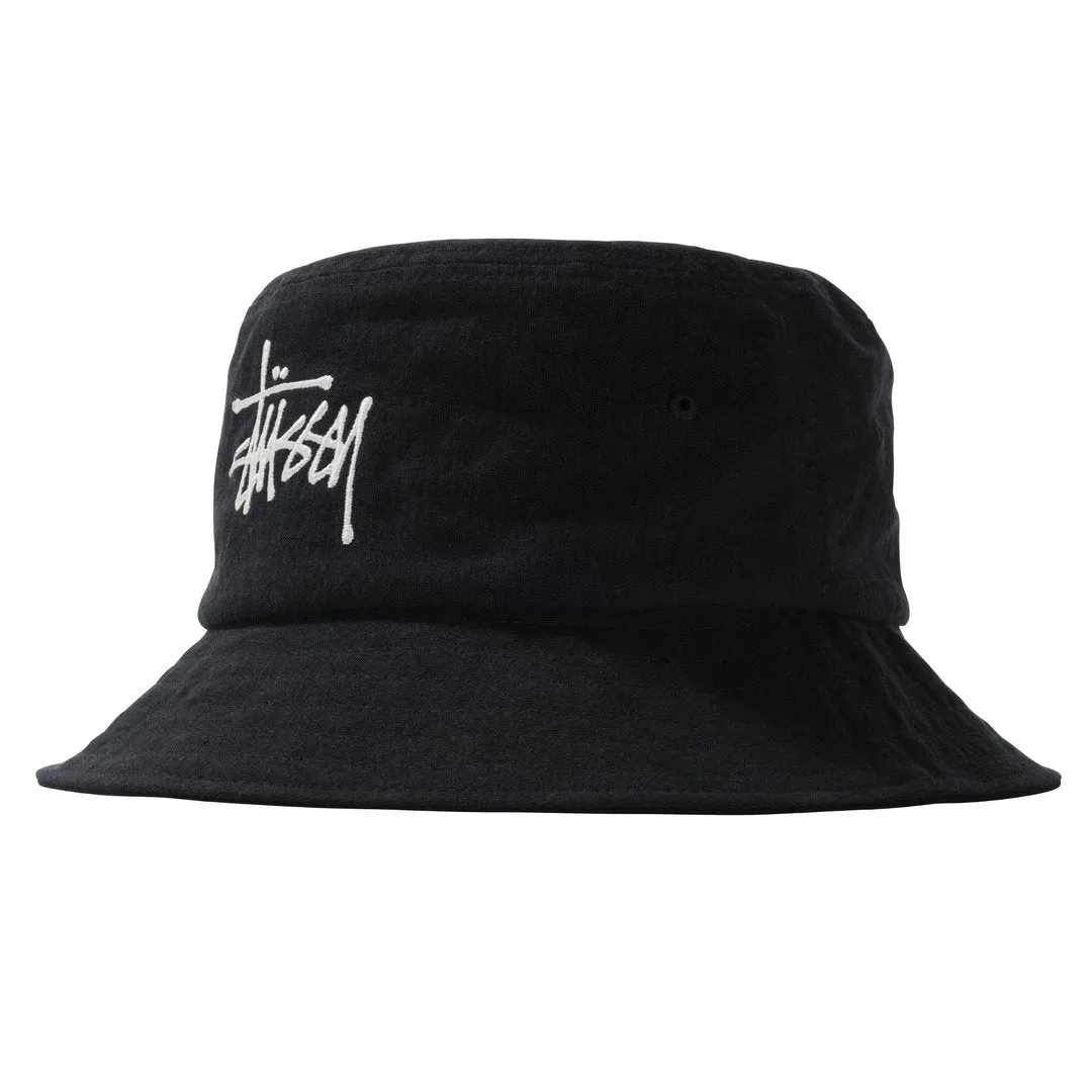 STÜSSY BIG LOGO CANVAS BUCKET HAT // BLACK