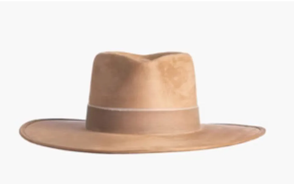 The Luna Banded Suede Hat in Tan