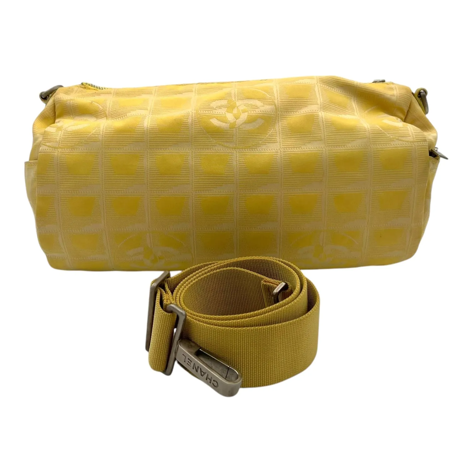 Travel Line Crossbody Bag Yellow in Canvas, Silver hardware