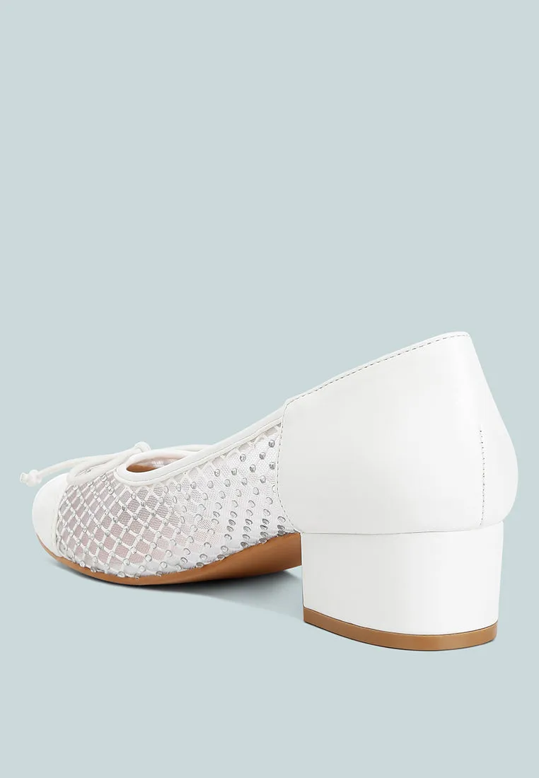 Tudum Rhinestone Detail Mesh Ballerinas