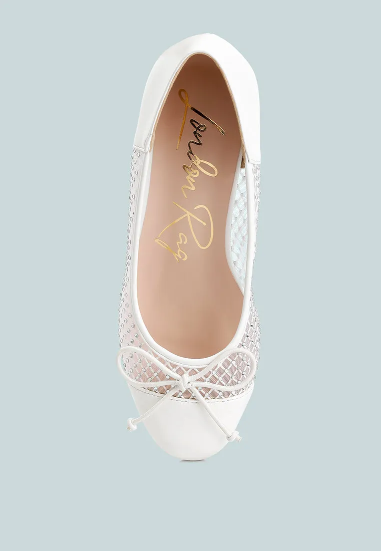 Tudum Rhinestone Detail Mesh Ballerinas