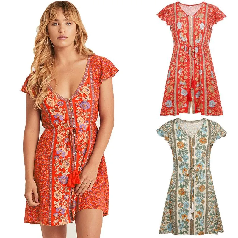 Tunics for Women's Tunic  Beach New Summer Print Swimsuit Beach Dress