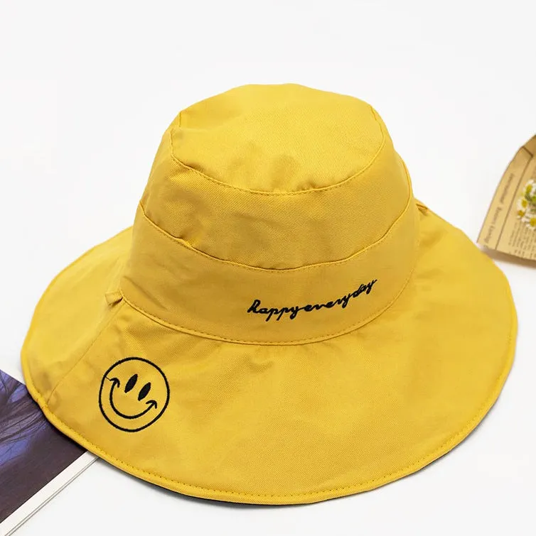 Women's Smiley Double Sided Sunshade Bucket Hat